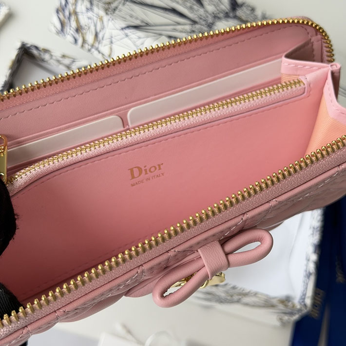 最高級ディオールスーパーコピー Lady Dior Voyageur スリムウォレット リボン S2600OUQC_5832 ディオール 財布 ピンク - 画像 (2)