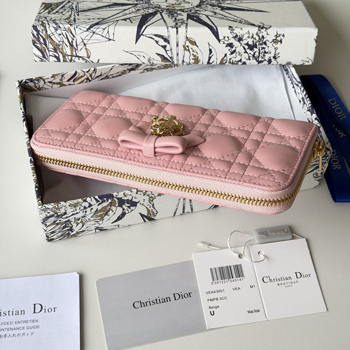 最高級ディオールスーパーコピー Lady Dior Voyageur スリムウォレット リボン S2600OUQC_5832 ディオール 財布 ピンク - 画像 (10)