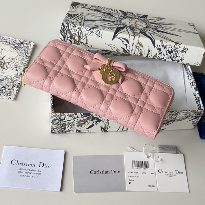 最高級ディオールスーパーコピー Lady Dior Voyageur スリムウォレット リボン S2600OUQC_5832 ディオール 財布 ピンク - 画像 (9)