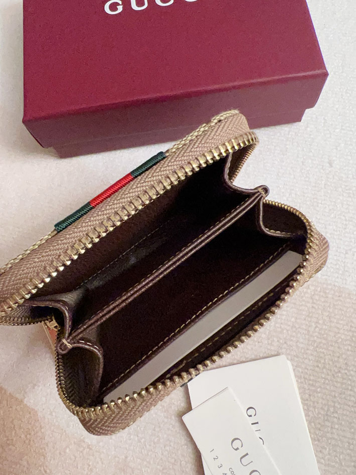 グッチ 財布 アウトレット GUCCI ウェブ付き GG ジップアラウンドウォレット サンド&ダークブラウン 867349 FAF1B 9653 GUCCI ミニ財布 アウトレット - 画像 (8)