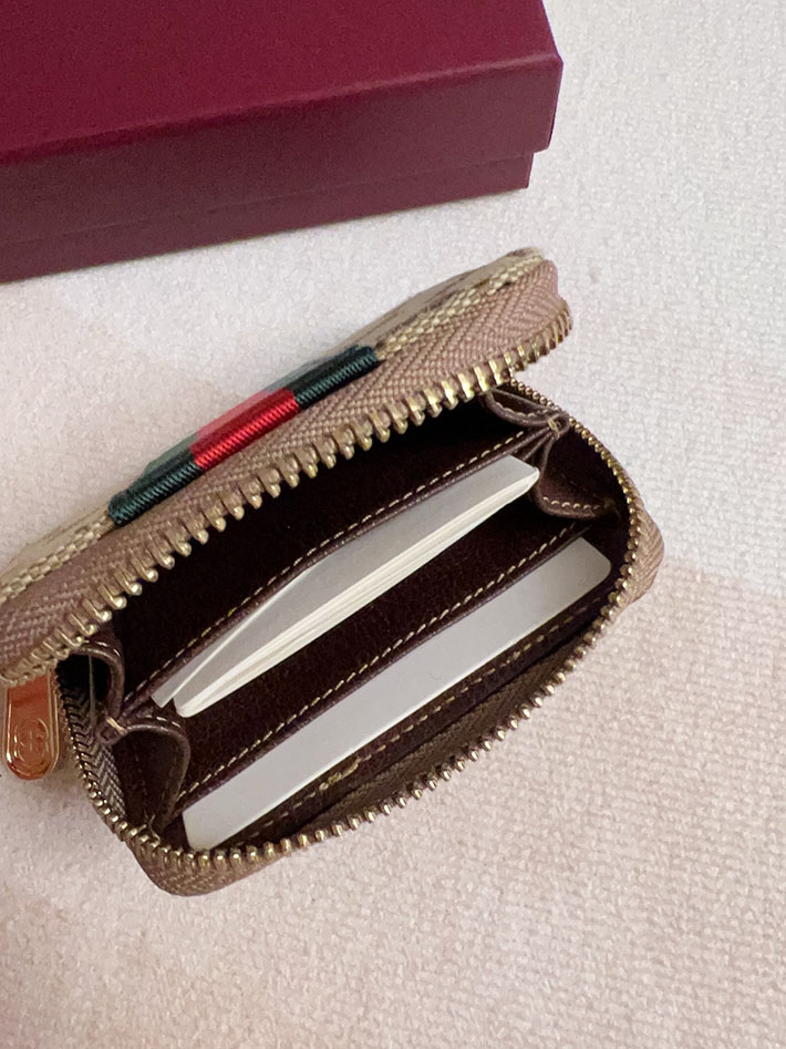 グッチ 財布 アウトレット GUCCI ウェブ付き GG ジップアラウンドウォレット サンド&ダークブラウン 867349 FAF1B 9653 GUCCI ミニ財布 アウトレット - 画像 (7)