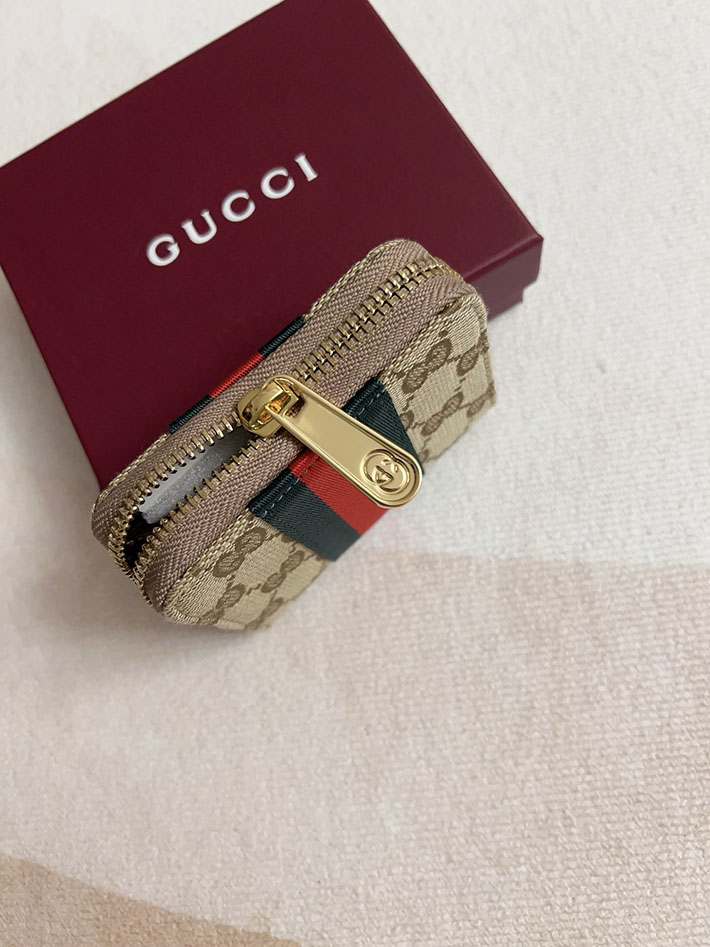 グッチ 財布 アウトレット GUCCI ウェブ付き GG ジップアラウンドウォレット サンド&ダークブラウン 867349 FAF1B 9653 GUCCI ミニ財布 アウトレット - 画像 (6)