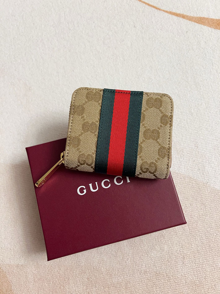 グッチ 財布 アウトレット GUCCI ウェブ付き GG ジップアラウンドウォレット サンド&ダークブラウン 867349 FAF1B 9653 GUCCI ミニ財布 アウトレット - 画像 (5)