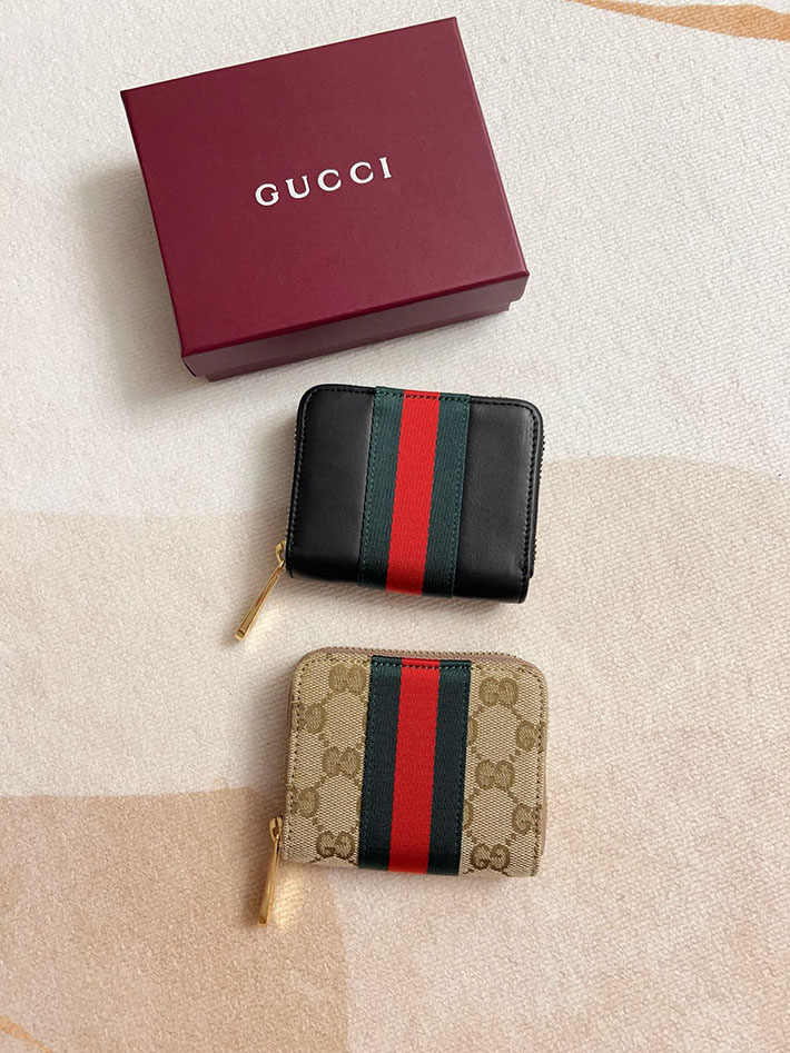 グッチ 財布 アウトレット GUCCI ウェブ付き GG ジップアラウンドウォレット サンド&ダークブラウン 867349 FAF1B 9653 GUCCI ミニ財布 アウトレット - 画像 (4)