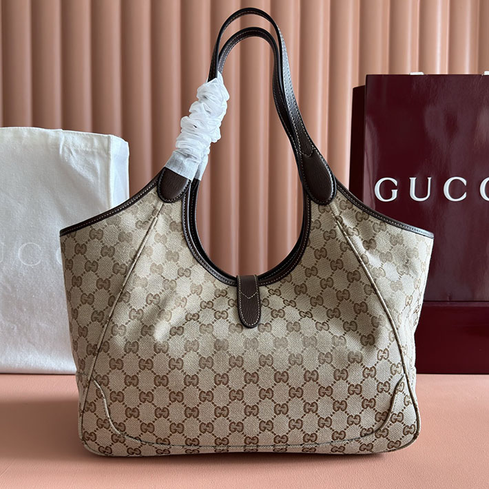 グッチ直営アウトレット店 GUCCI メルカート ミディアム トートバッグ サンド&ダークブラウン 866645 FAFV2 9651 グッチ バッグ アウトレット - 画像 (9)