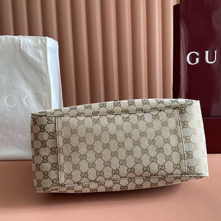 グッチ直営アウトレット店 GUCCI メルカート ミディアム トートバッグ サンド&ダークブラウン 866645 FAFV2 9651 グッチ バッグ アウトレット - 画像 (7)