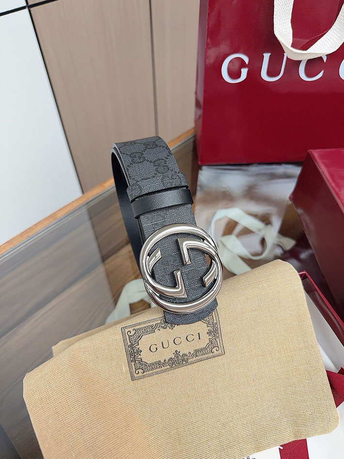 グッチ直営アウトレット店 Gucci インターロッキングG バックル付き リバーシブル レザー ベルト 849862 FAFGJ 1000 グッチ メンズ ベルト 激安 - 画像 (3)