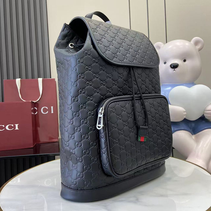 グッチ直営アウトレット店 GUCCI GGエンブレム ミディアム バックパック ブラック 854750 AAFWC 1048 グッチ リュック アウトレット - 画像 (6)