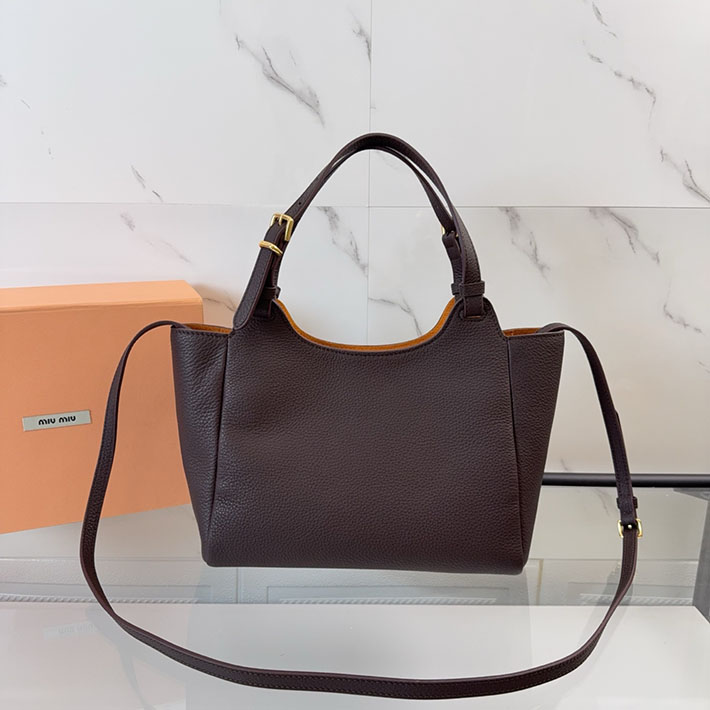 最高級MiuMiuスーパーコピー ミュウミュウ レザー ハンドバッグ ダークブラウン/パパイヤ 5BA304_2IFL_F0ZKS ミュウミュウバッグコピー - 画像 (9)