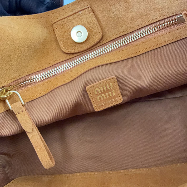 最高級MiuMiuスーパーコピー ミュウミュウ レザー ハンドバッグ ダークブラウン/パパイヤ 5BA304_2IFL_F0ZKS ミュウミュウバッグコピー - 画像 (2)