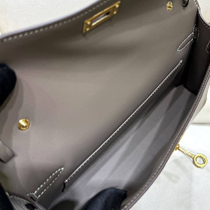 エルメスコピー通販 HERMES ケリーエラン エトゥープ シェブルミゾル ゴールド金具 ケリーエラン H085885CC18 エルメス ケリーエラン - 画像 (4)