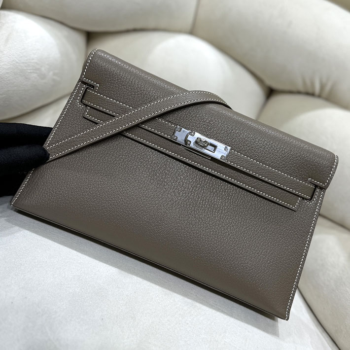エルメスコピー通販 HERMES ケリーエラン エトゥープ シェブルミゾル シルバー金具 ケリーエラン H085885CK18 ケリーエラン 人気 - 画像 (2)