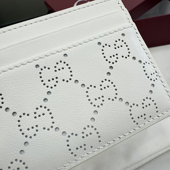 グッチ カードケース 人気 GUCCI パーフォレイテッド GG カードケース ホワイト 876084 AAG3G 9214 グッチ カードケース アウトレット - 画像 (2)