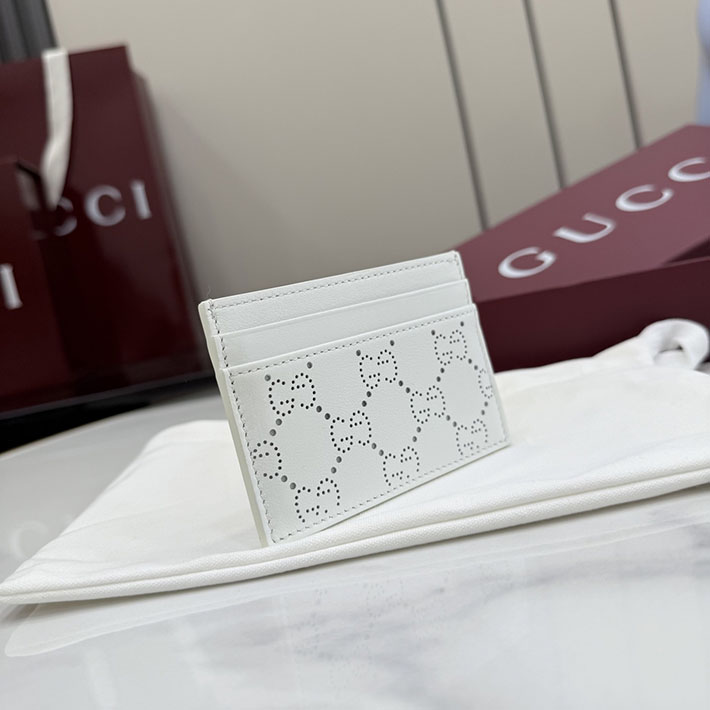 グッチ カードケース 人気 GUCCI パーフォレイテッド GG カードケース ホワイト 876084 AAG3G 9214 グッチ カードケース アウトレット - 画像 (10)