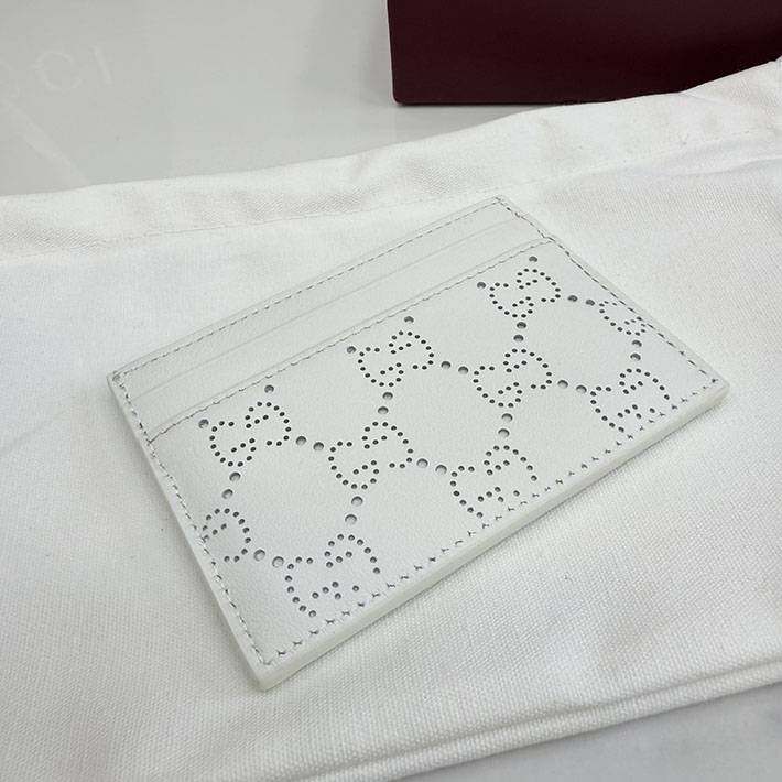 グッチ カードケース 人気 GUCCI パーフォレイテッド GG カードケース ホワイト 876084 AAG3G 9214 グッチ カードケース アウトレット - 画像 (8)