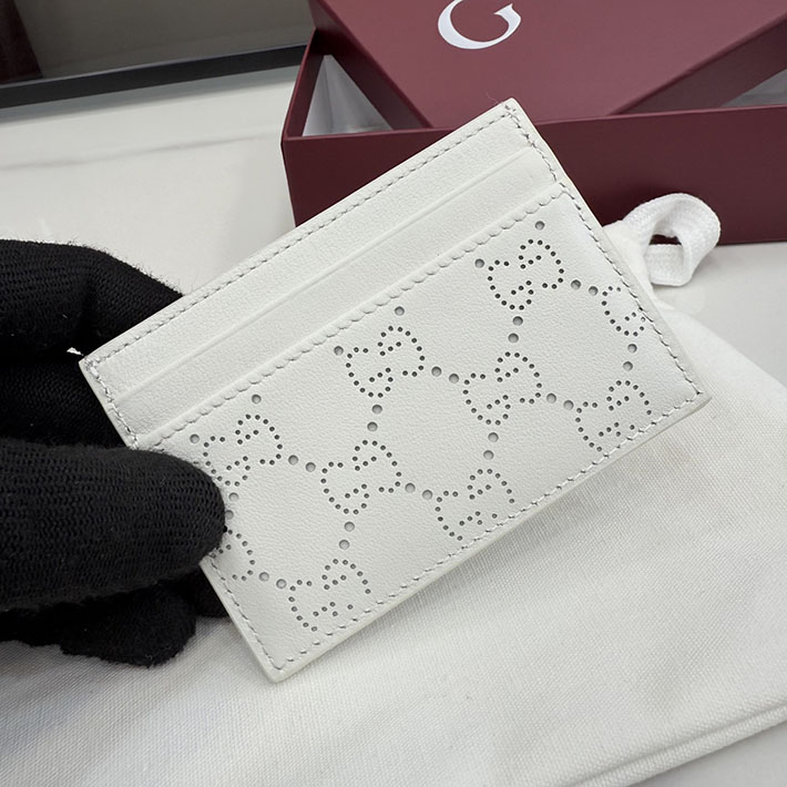 グッチ カードケース 人気 GUCCI パーフォレイテッド GG カードケース ホワイト 876084 AAG3G 9214 グッチ カードケース アウトレット - 画像 (7)