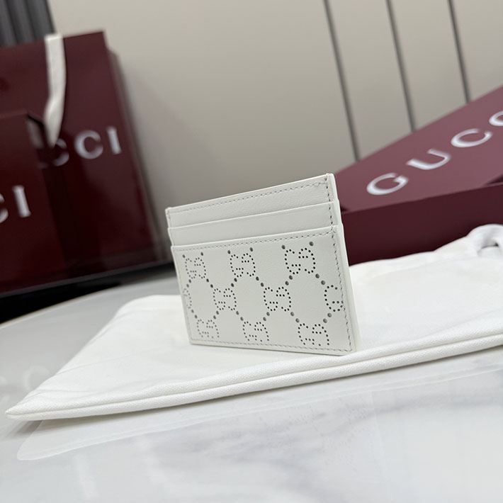 グッチ カードケース 人気 GUCCI パーフォレイテッド GG カードケース ホワイト 876084 AAG3G 9214 グッチ カードケース アウトレット - 画像 (6)