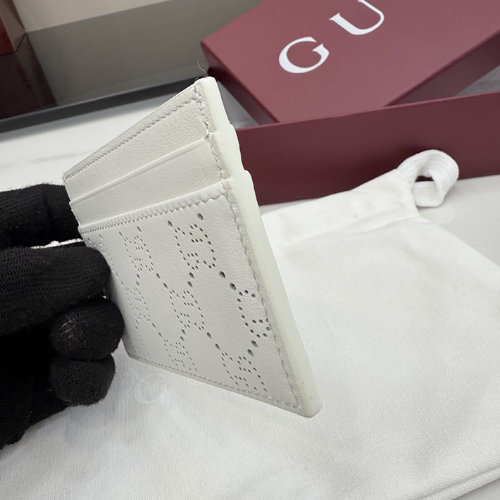 グッチ カードケース 人気 GUCCI パーフォレイテッド GG カードケース ホワイト 876084 AAG3G 9214 グッチ カードケース アウトレット - 画像 (5)