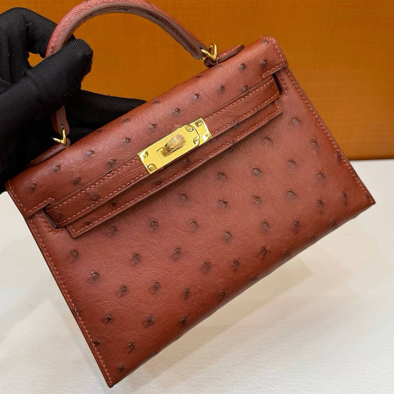 エルメスコピー通販 HERMES ケリーミニ2 外縫い ミール オーストリッチ ゴールド金具 H071946CC31 エルメス ミニケリー 定価 - 画像 (9)
