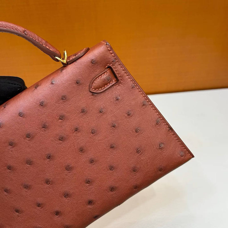 エルメスコピー通販 HERMES ケリーミニ2 外縫い ミール オーストリッチ ゴールド金具 H071946CC31 エルメス ミニケリー 定価 - 画像 (5)