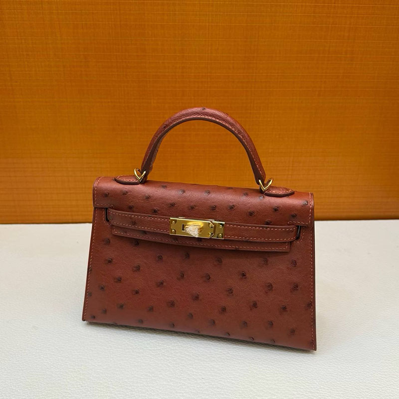 エルメスコピー通販 HERMES ケリーミニ2 外縫い ミール オーストリッチ ゴールド金具 H071946CC31 エルメス ミニケリー 定価 - 画像 (4)