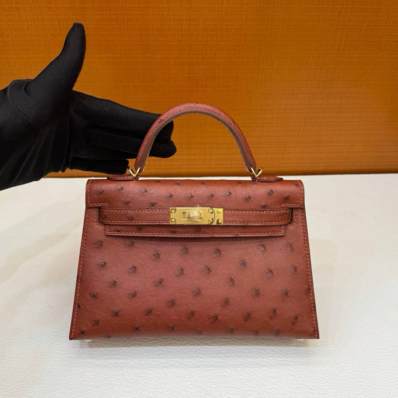 エルメスコピー通販 HERMES ケリーミニ2 外縫い ミール オーストリッチ ゴールド金具 H071946CC31 エルメス ミニケリー 定価 - 画像 (3)