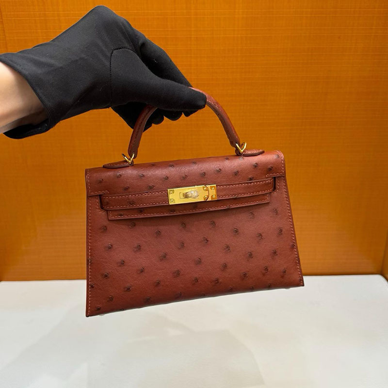 エルメスコピー通販 HERMES ケリーミニ2 外縫い ミール オーストリッチ ゴールド金具 H071946CC31 エルメス ミニケリー 定価 - 画像 (2)