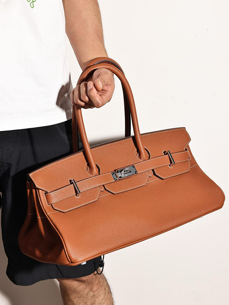 エルメスコピー通販 HERMES ショルダーバーキン42 ゴールド トリヨンクレマンス シルバー金具 H044927CK37 エルメス バーキン メンズ - 画像 (5)