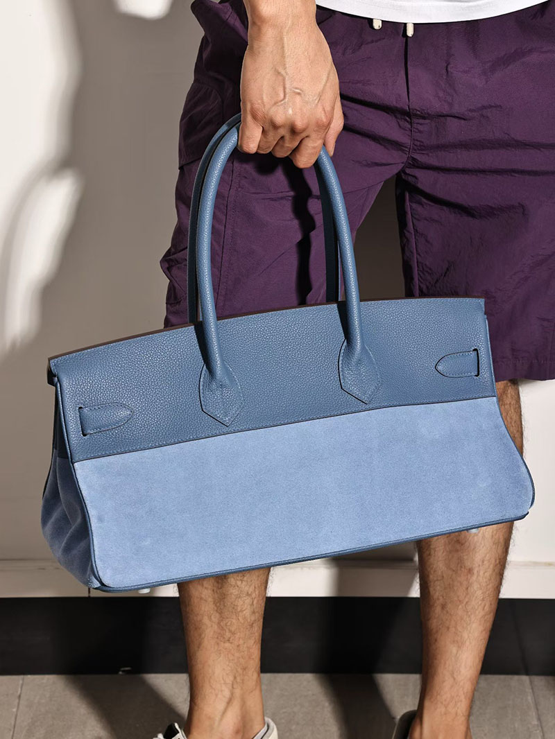 HERMES ショルダーバーキン42 ブルーアガット/ブルーブライトン トゴ/ヴォー・グリズリー シルバー金具 2634632 ショルダーバーキン42 定価 - 画像 (9)