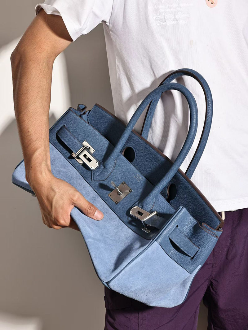 HERMES ショルダーバーキン42 ブルーアガット/ブルーブライトン トゴ/ヴォー・グリズリー シルバー金具 2634632 ショルダーバーキン42 定価 - 画像 (7)