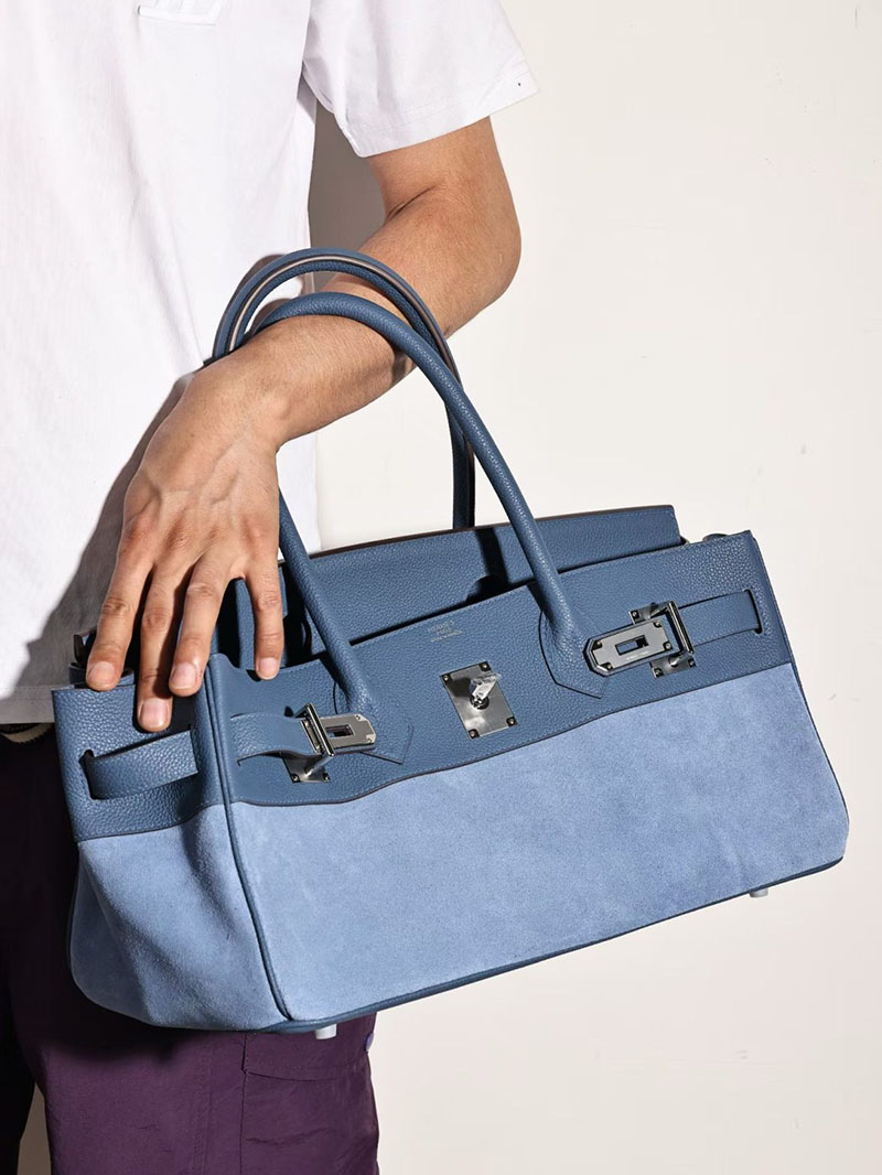 HERMES ショルダーバーキン42 ブルーアガット/ブルーブライトン トゴ/ヴォー・グリズリー シルバー金具 2634632 ショルダーバーキン42 定価 - 画像 (6)