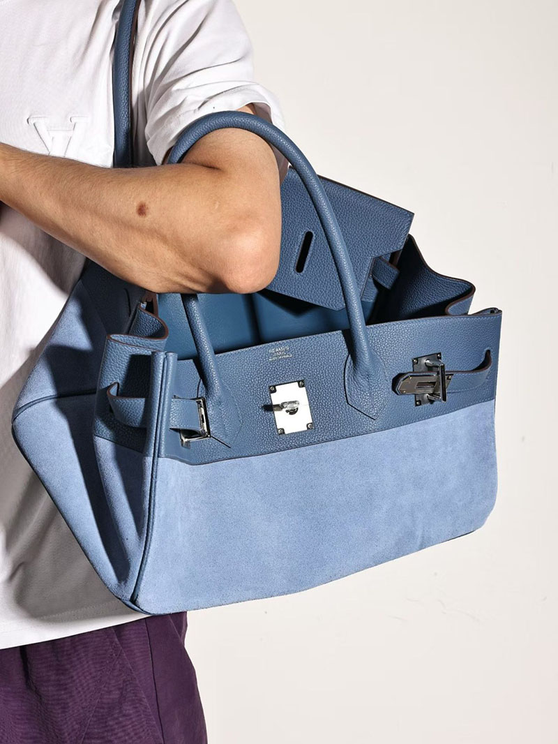 HERMES ショルダーバーキン42 ブルーアガット/ブルーブライトン トゴ/ヴォー・グリズリー シルバー金具 2634632 ショルダーバーキン42 定価 - 画像 (3)