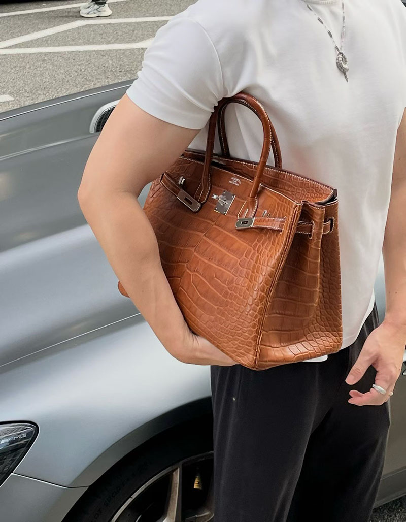 エルメスコピー通販 HERMES バーキン35 ゴールド クロコダイル アリゲーターマット シルバー金具 2634637 エルメス バーキン35 メンズ - 画像 (3)
