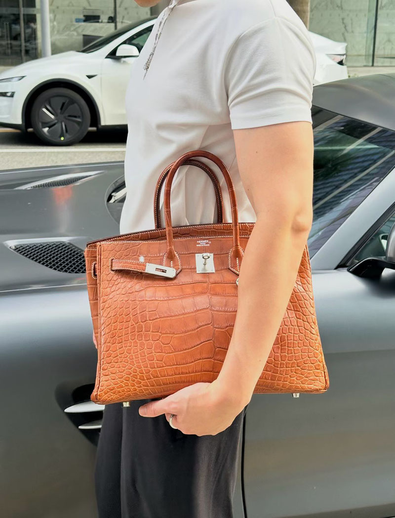 エルメスコピー通販 HERMES バーキン35 ゴールド クロコダイル アリゲーターマット シルバー金具 2634637 エルメス バーキン35 メンズ - 画像 (2)