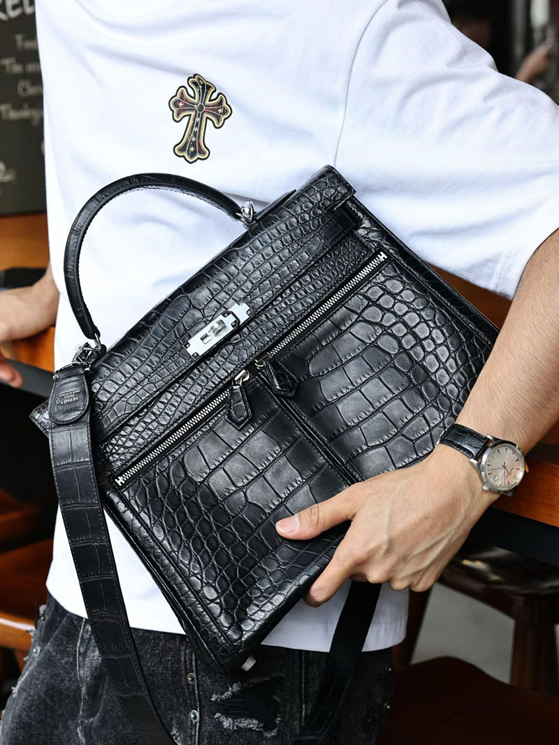 エルメスコピー通販 HERMES ケリーラキ32/内縫 黒 ブラック クロコダイル アリゲーターマット シルバー金具 2634638 エルメス ケリーラキ - 画像 (5)