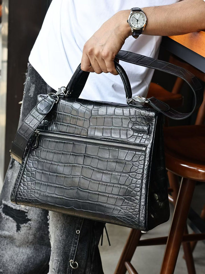 エルメスコピー通販 HERMES ケリーラキ32/内縫 黒 ブラック クロコダイル アリゲーターマット シルバー金具 2634638 エルメス ケリーラキ - 画像 (3)