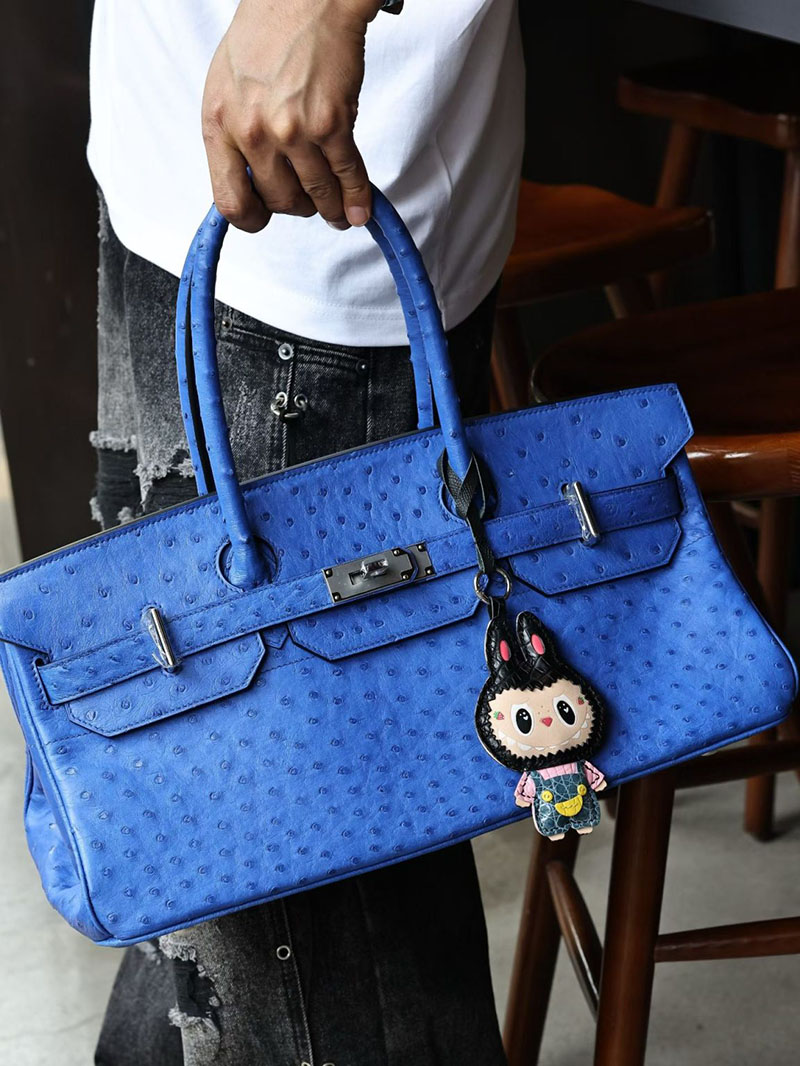 エルメスコピー通販 HERMES ショルダーバーキン42 ブルーエレクトリック オーストリッチ シルバー金具 H044163CK7T ショルダーバーキン メンズ - 画像 (7)