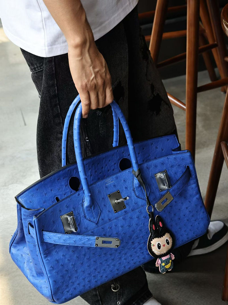 エルメスコピー通販 HERMES ショルダーバーキン42 ブルーエレクトリック オーストリッチ シルバー金具 H044163CK7T ショルダーバーキン メンズ - 画像 (5)