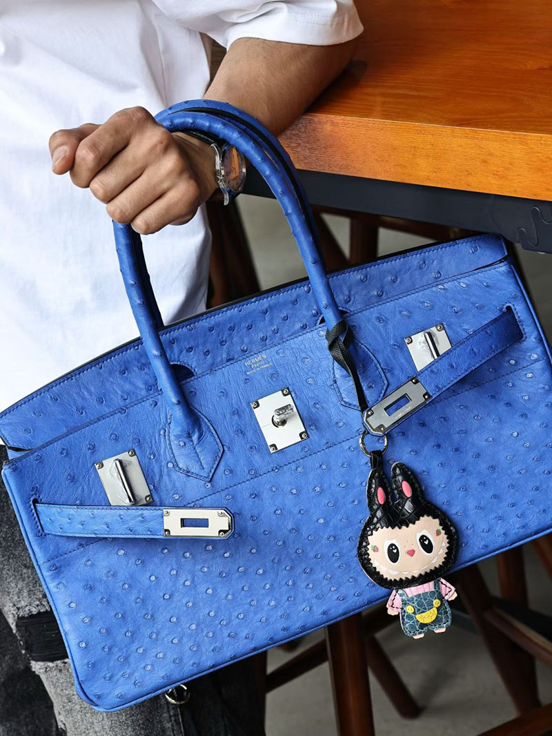 エルメスコピー通販 HERMES ショルダーバーキン42 ブルーエレクトリック オーストリッチ シルバー金具 H044163CK7T ショルダーバーキン メンズ - 画像 (4)