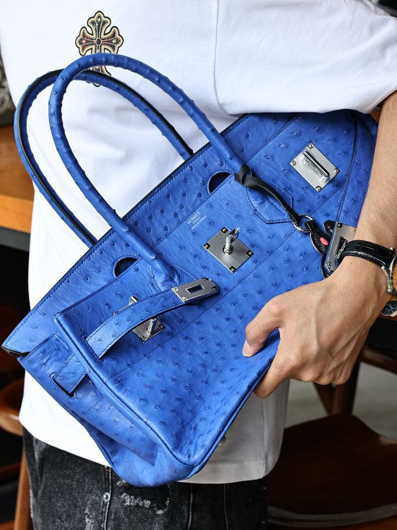 エルメスコピー通販 HERMES ショルダーバーキン42 ブルーエレクトリック オーストリッチ シルバー金具 H044163CK7T ショルダーバーキン メンズ - 画像 (2)