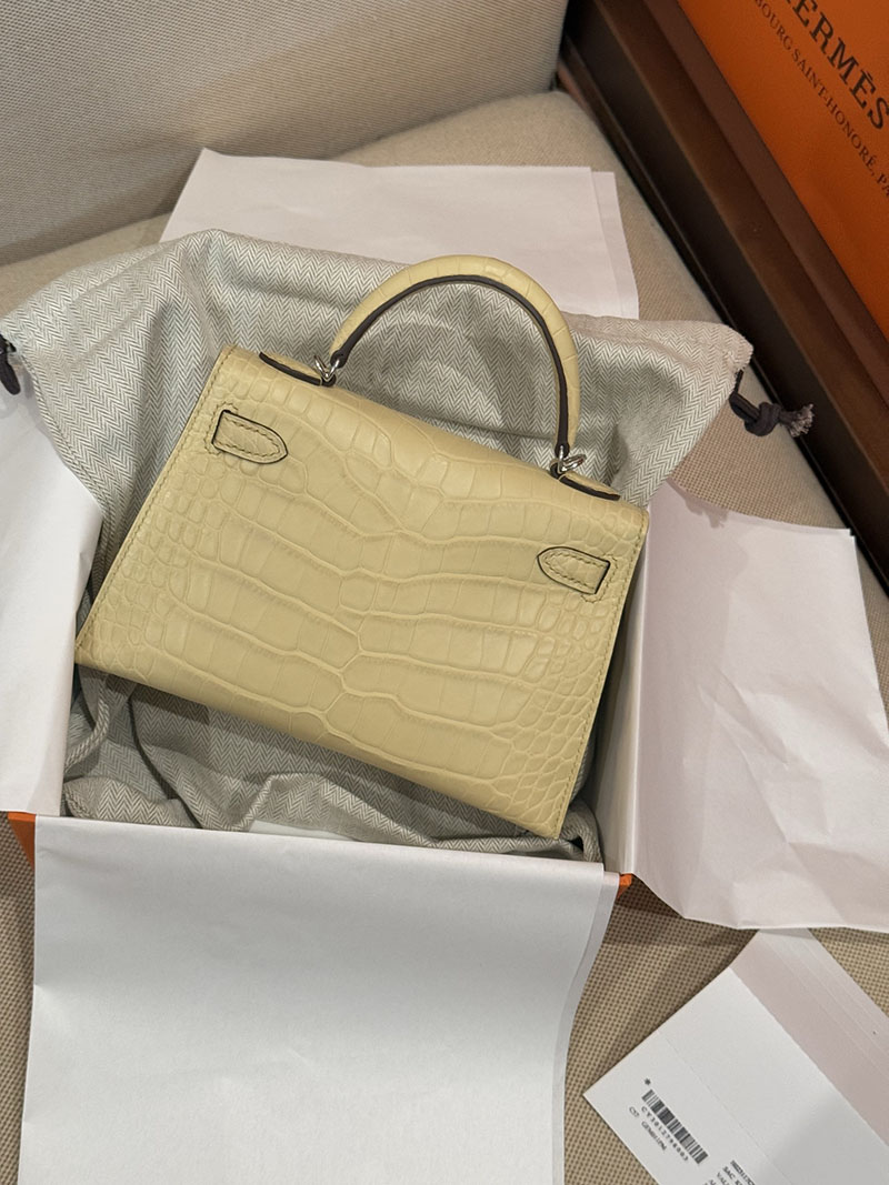 エルメスコピー通販 HERMES ケリーミニ2 外縫い ヴァニラ クロコダイル シルバー金具 H073595CKY1 ミニケリー 人気色 - 画像 (9)