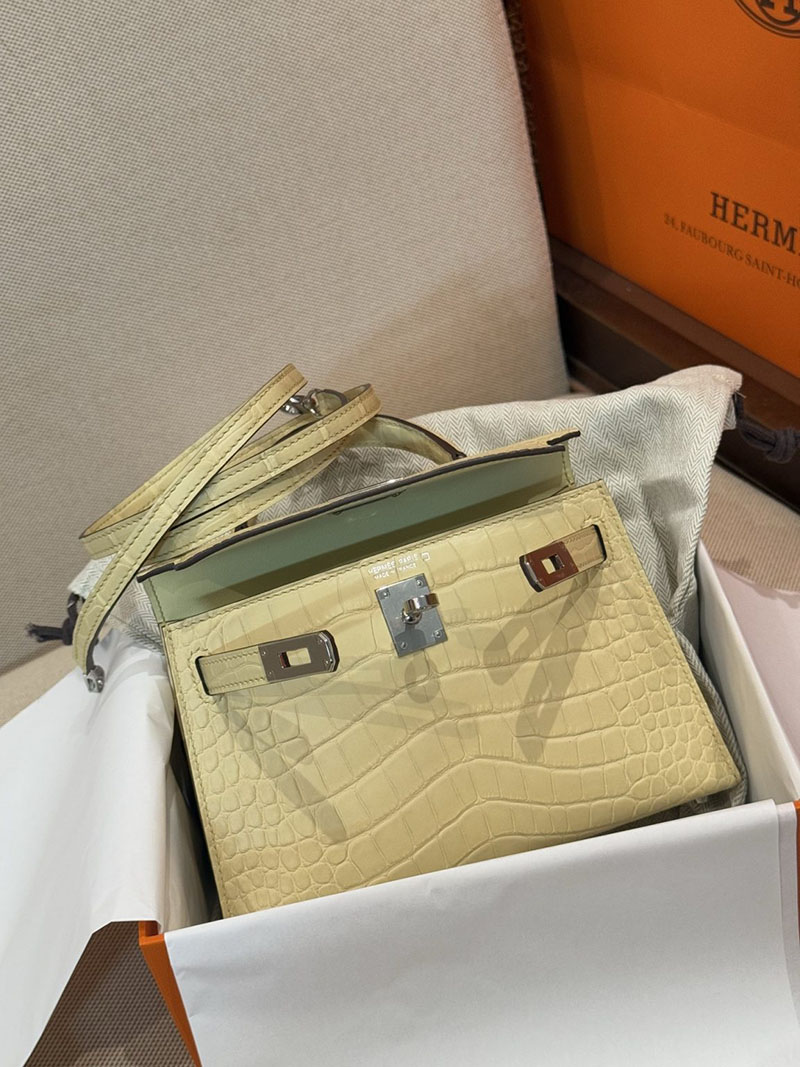 エルメスコピー通販 HERMES ケリーミニ2 外縫い ヴァニラ クロコダイル シルバー金具 H073595CKY1 ミニケリー 人気色 - 画像 (6)