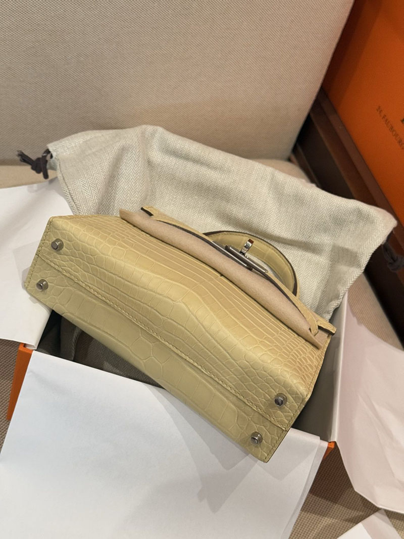 エルメスコピー通販 HERMES ケリーミニ2 外縫い ヴァニラ クロコダイル シルバー金具 H073595CKY1 ミニケリー 人気色 - 画像 (5)