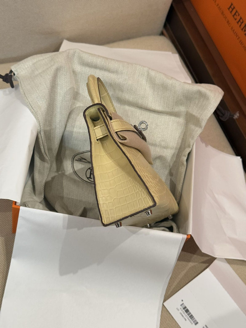 エルメスコピー通販 HERMES ケリーミニ2 外縫い ヴァニラ クロコダイル シルバー金具 H073595CKY1 ミニケリー 人気色 - 画像 (4)