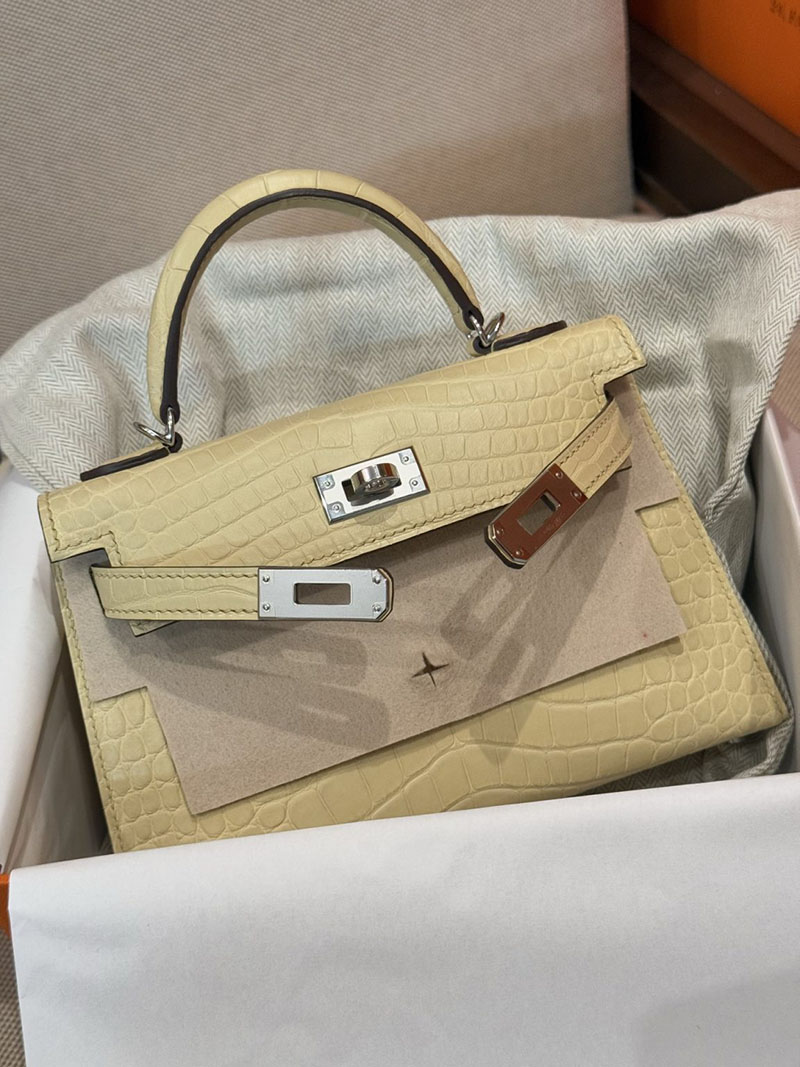 エルメスコピー通販 HERMES ケリーミニ2 外縫い ヴァニラ クロコダイル シルバー金具 H073595CKY1 ミニケリー 人気色 - 画像 (2)