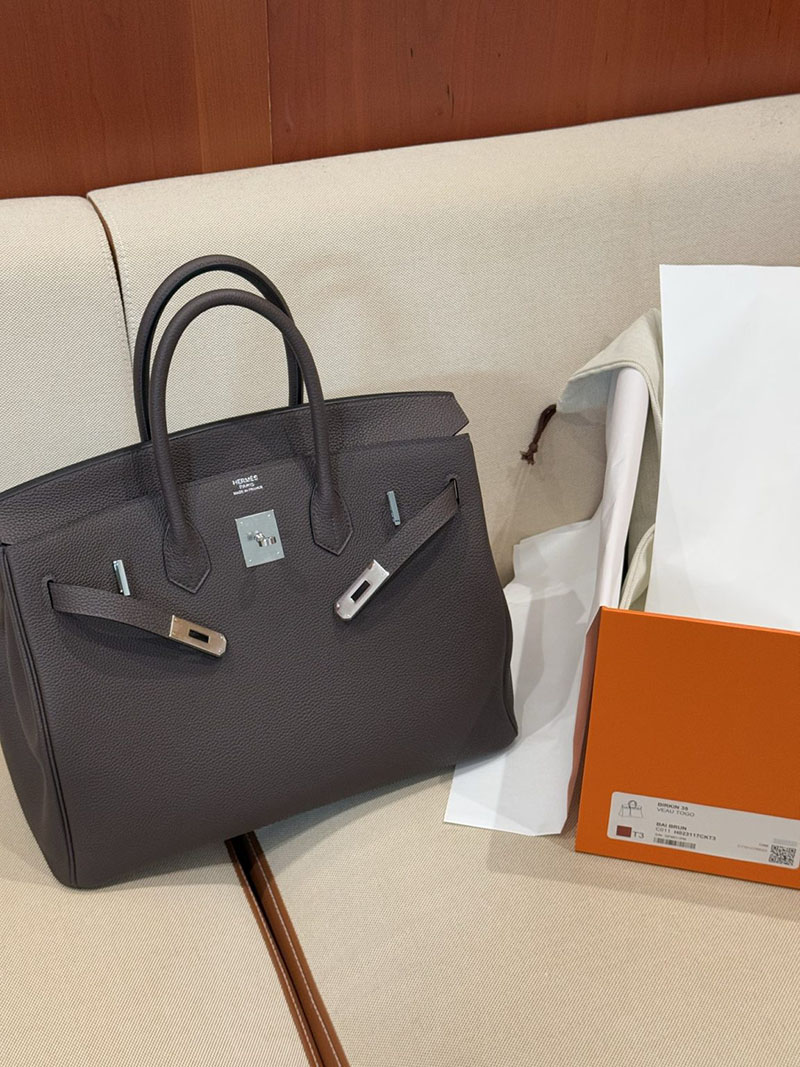 エルメスコピー通販 HERMES Birkin バーキン40 エベンヌ トゴ シルバー金具 H027633CK46 エルメスバーキン40コピー - 画像 (8)
