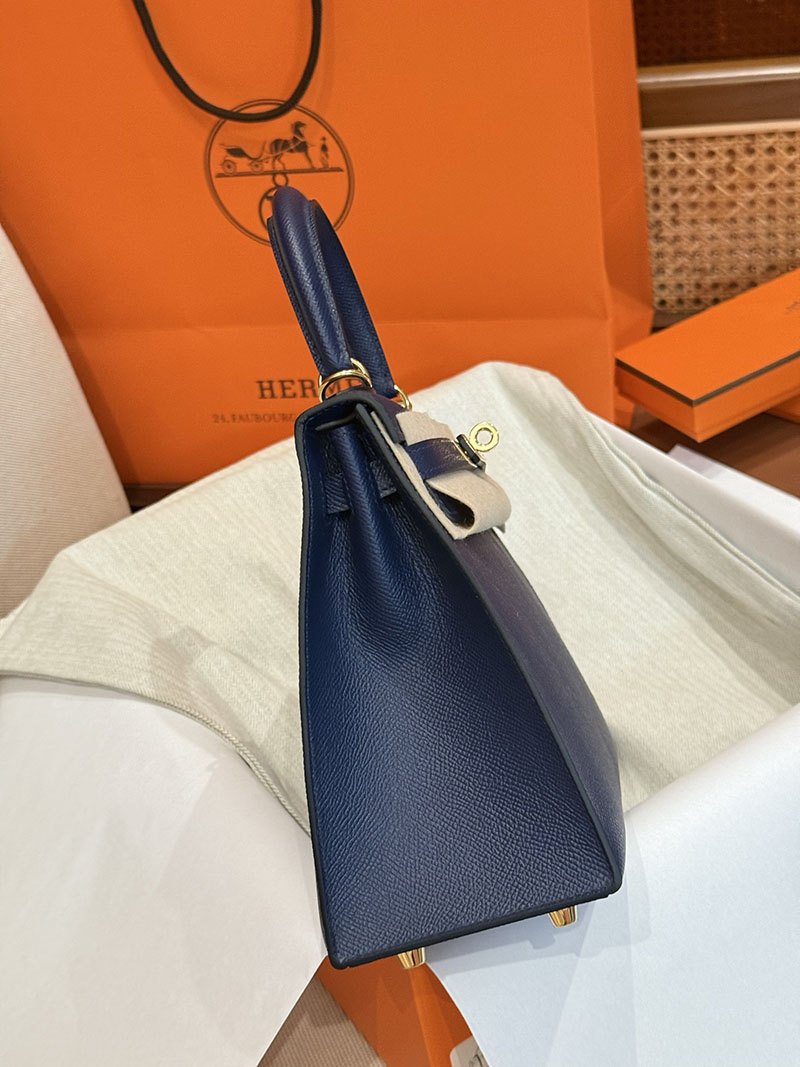 エルメスコピー通販 HERMES ケリー25 外縫い ブルーサフィール ヴォーエプソン ゴールド金具 H041000CC73 エルメス ハンドバッグ レディース - 画像 (9)