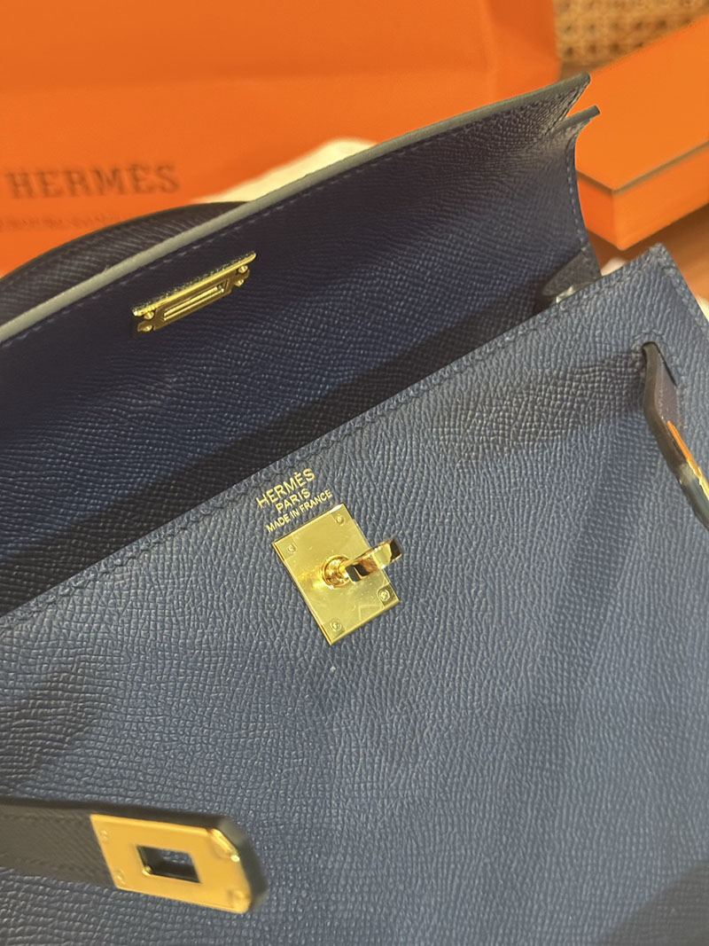 エルメスコピー通販 HERMES ケリー25 外縫い ブルーサフィール ヴォーエプソン ゴールド金具 H041000CC73 エルメス ハンドバッグ レディース - 画像 (8)