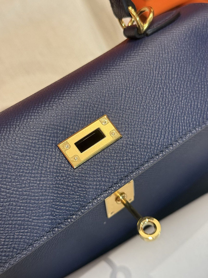 エルメスコピー通販 HERMES ケリー25 外縫い ブルーサフィール ヴォーエプソン ゴールド金具 H041000CC73 エルメス ハンドバッグ レディース - 画像 (6)