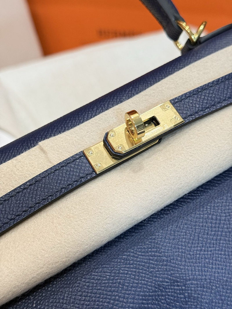 エルメスコピー通販 HERMES ケリー25 外縫い ブルーサフィール ヴォーエプソン ゴールド金具 H041000CC73 エルメス ハンドバッグ レディース - 画像 (4)
